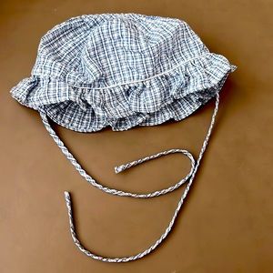 Blue and white stylish checkered hat, 12 month